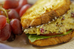 Cranberry Almond Tuna Salad sandwich on toasted bread