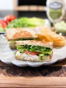 Roasted Turkey California Sandwich, dressed with lettuce, tomato and Blue Plate Mayonnaise