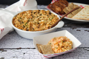 Crawfish Dip made with Blue Plate Mayonnaise, in a large serving bowl