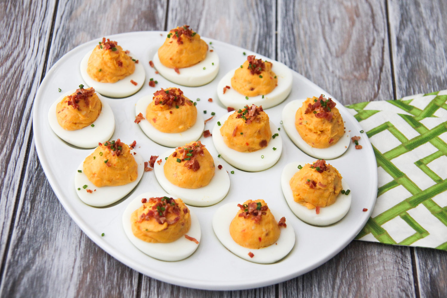 DownHome Bacon & Pimento Cheese Mayonnaise Deviled Eggs Recipe Blue