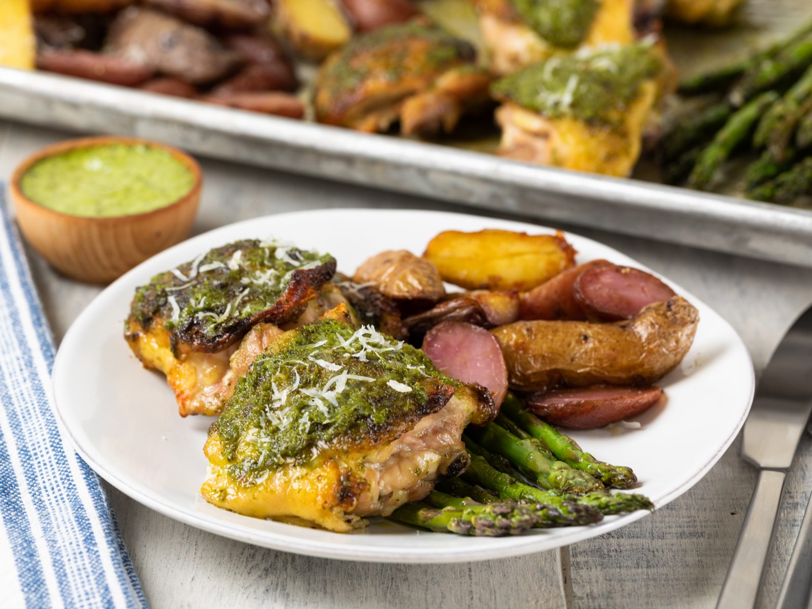Sheet Pan Crispy Pesto Chicken