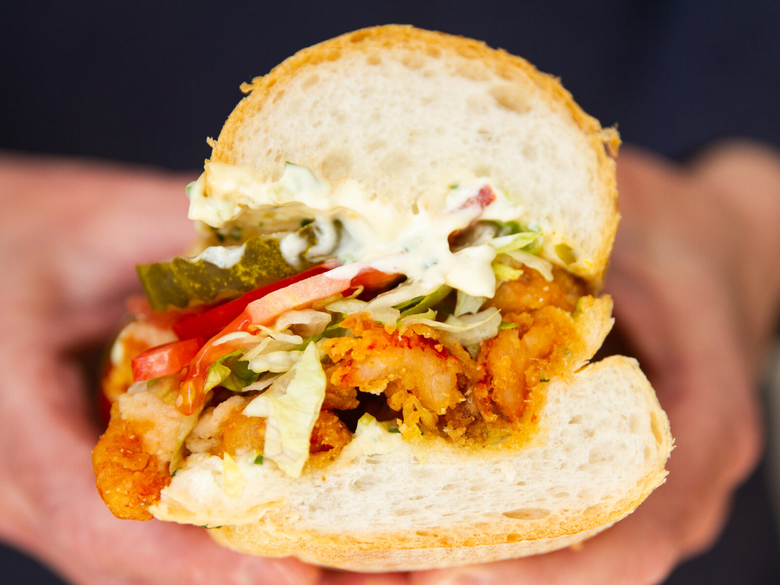 Fried Crawfish Poboys with French Remoulade Sauce