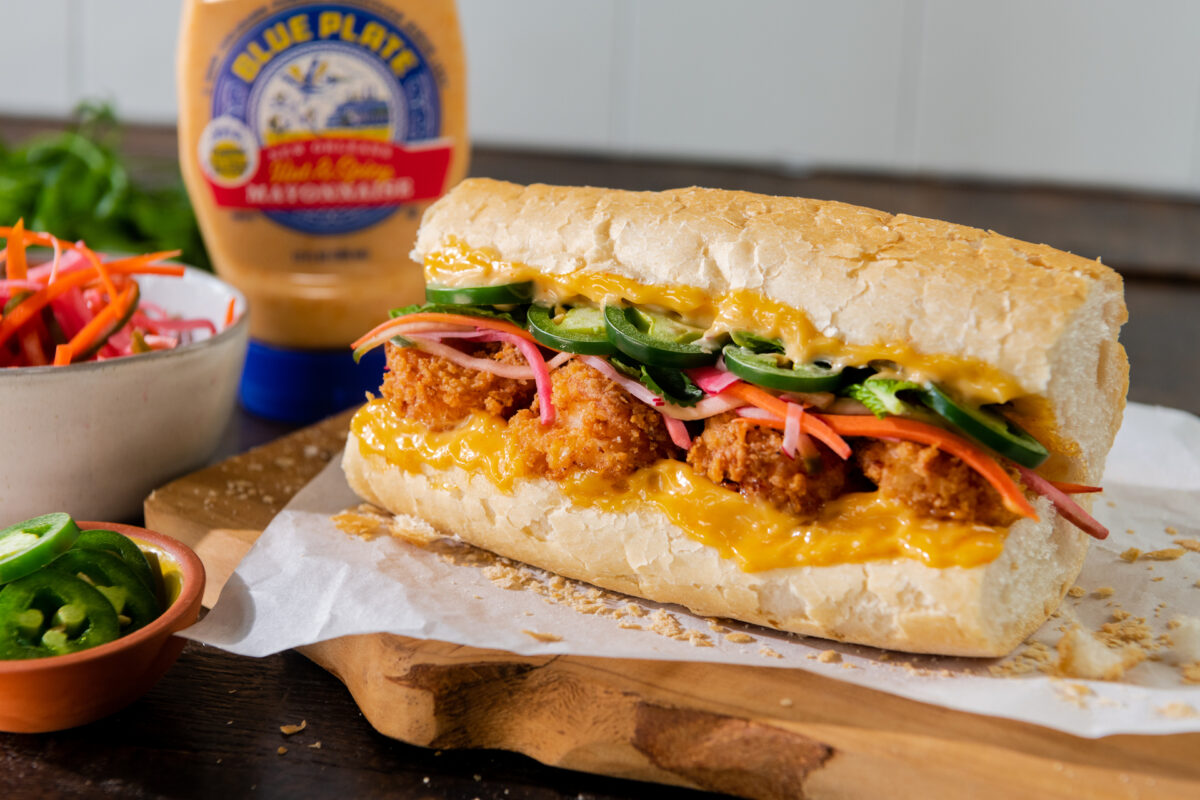 Spicy Fried Shrimp Banh Mi (Poboy) Recipe - Blue Plate Mayonnaise