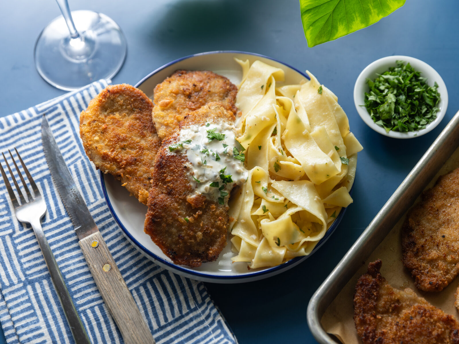 Chicken Fried Pork Cutlets with Buttered Noodles