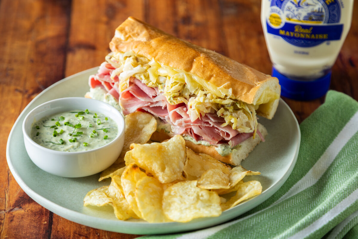 Corned Beef & Cabbage Po-Boy with Green Remoulade Recipe - Blue Plate Mayonnaise