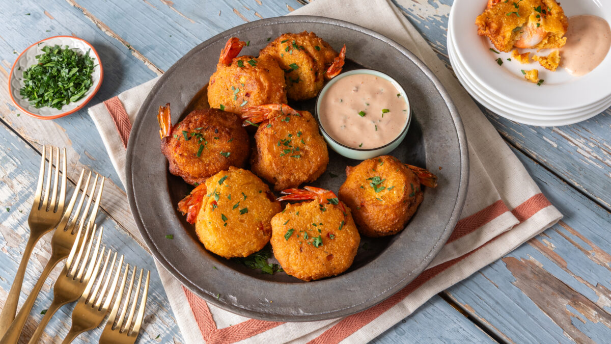 Shrimp Stuffed Hushpuppies Recipe - Blue Plate Mayonnaise