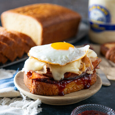 Breakfast Monte Cristo on Blue Plate Pound Cake