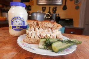 chow chow ham salad sandwich with pickle