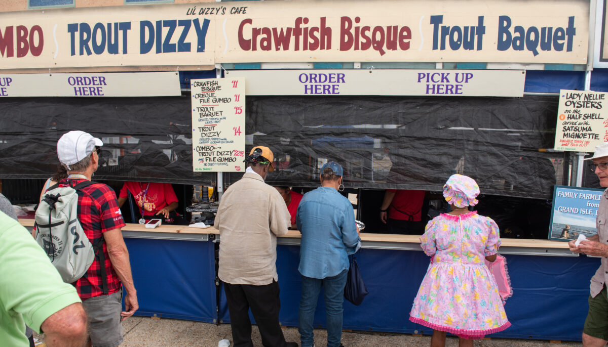 Lil Dizzy's booth at Jazz Fest in New Orleans