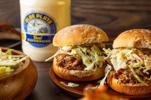 Killer Slaw on a Pulled Pork Sandwich