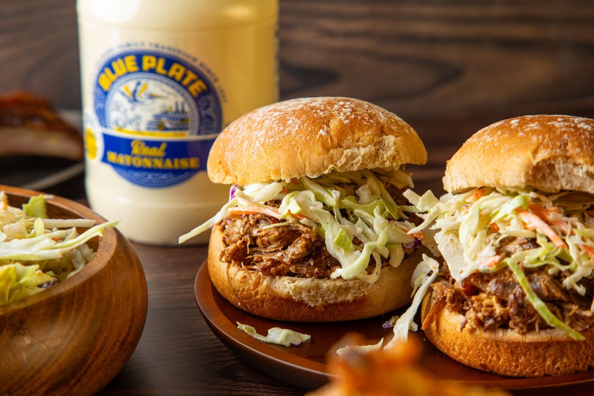 Killer Slaw on a Pulled Pork Sandwich